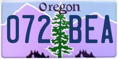 OR license plate 072BEA