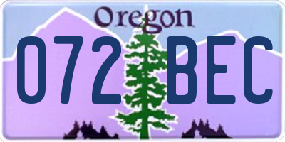 OR license plate 072BEC