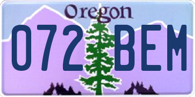 OR license plate 072BEM