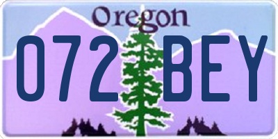OR license plate 072BEY