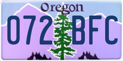 OR license plate 072BFC