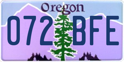 OR license plate 072BFE