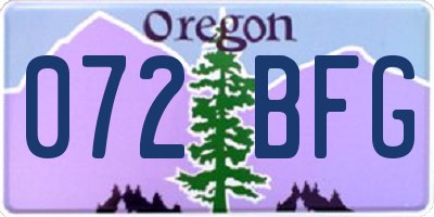 OR license plate 072BFG
