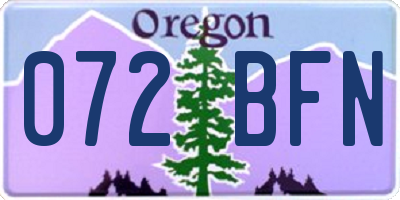 OR license plate 072BFN