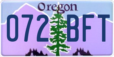 OR license plate 072BFT