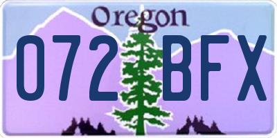 OR license plate 072BFX