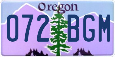 OR license plate 072BGM