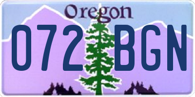 OR license plate 072BGN