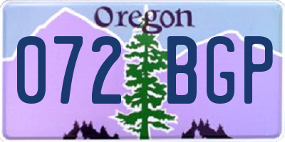 OR license plate 072BGP