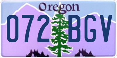 OR license plate 072BGV