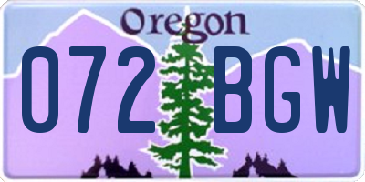 OR license plate 072BGW