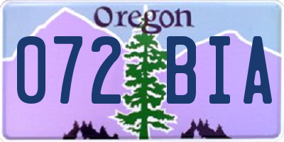 OR license plate 072BIA