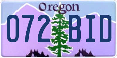 OR license plate 072BID