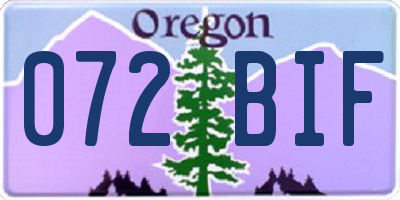 OR license plate 072BIF