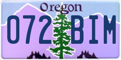 OR license plate 072BIM