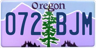 OR license plate 072BJM