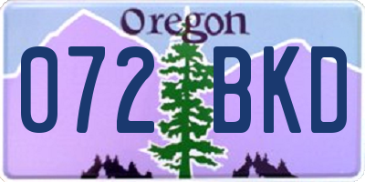 OR license plate 072BKD