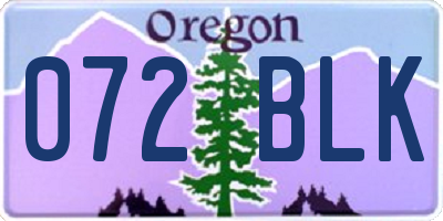 OR license plate 072BLK