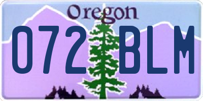 OR license plate 072BLM