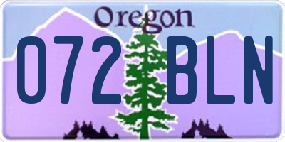 OR license plate 072BLN