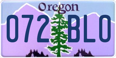 OR license plate 072BLO