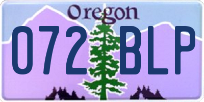 OR license plate 072BLP