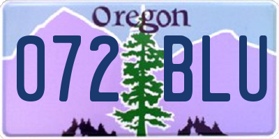 OR license plate 072BLU