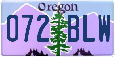 OR license plate 072BLW