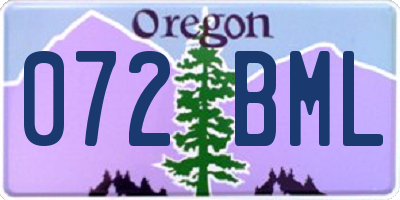 OR license plate 072BML
