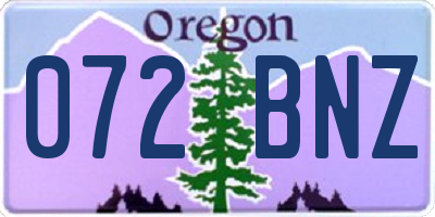 OR license plate 072BNZ