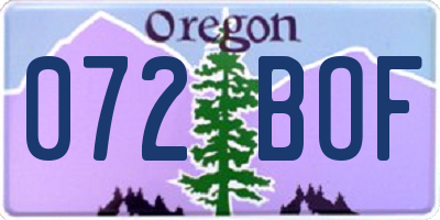 OR license plate 072BOF