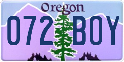 OR license plate 072BOY