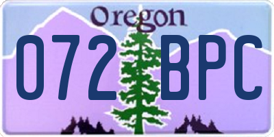OR license plate 072BPC
