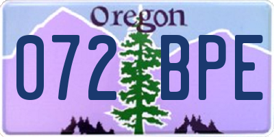 OR license plate 072BPE