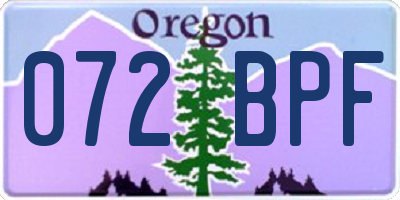 OR license plate 072BPF