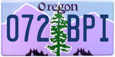 OR license plate 072BPI