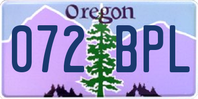 OR license plate 072BPL