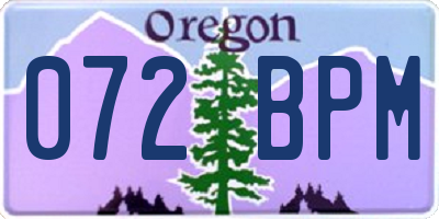 OR license plate 072BPM