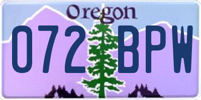 OR license plate 072BPW