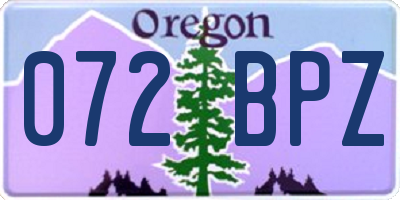 OR license plate 072BPZ