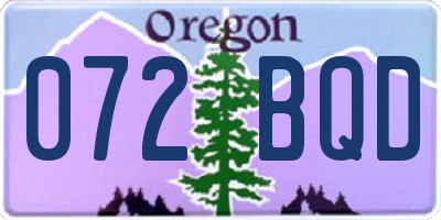 OR license plate 072BQD