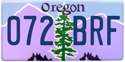 OR license plate 072BRF