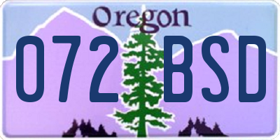OR license plate 072BSD