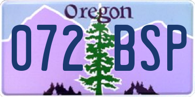 OR license plate 072BSP