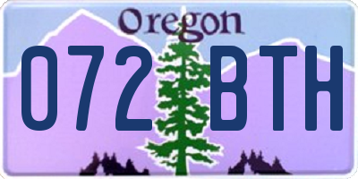 OR license plate 072BTH