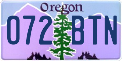 OR license plate 072BTN