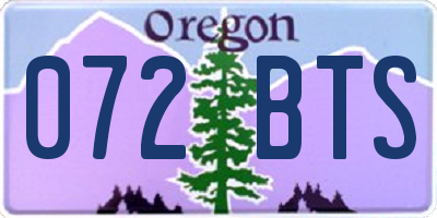 OR license plate 072BTS