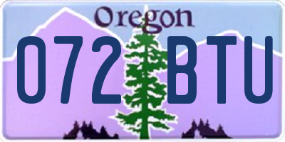 OR license plate 072BTU