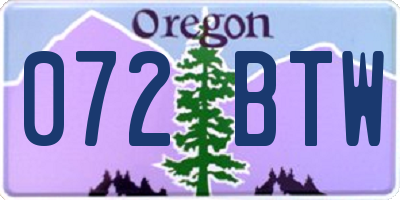OR license plate 072BTW