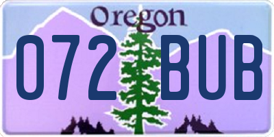 OR license plate 072BUB